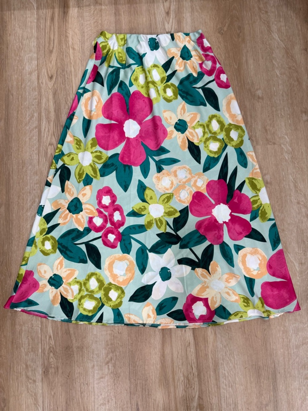 envy Floral A-Line Skirt in Teal, Fuchsia, Lime & Peach